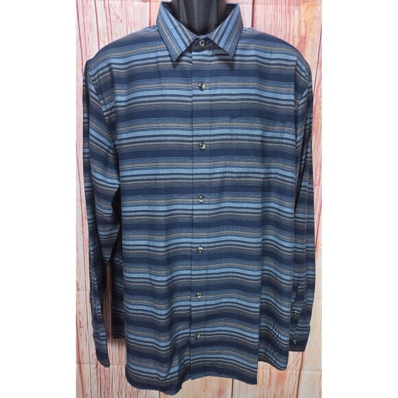 Travis Mathew Cloud Mens Striped Long Sleeve Shirt Large - Picture 1 of 7